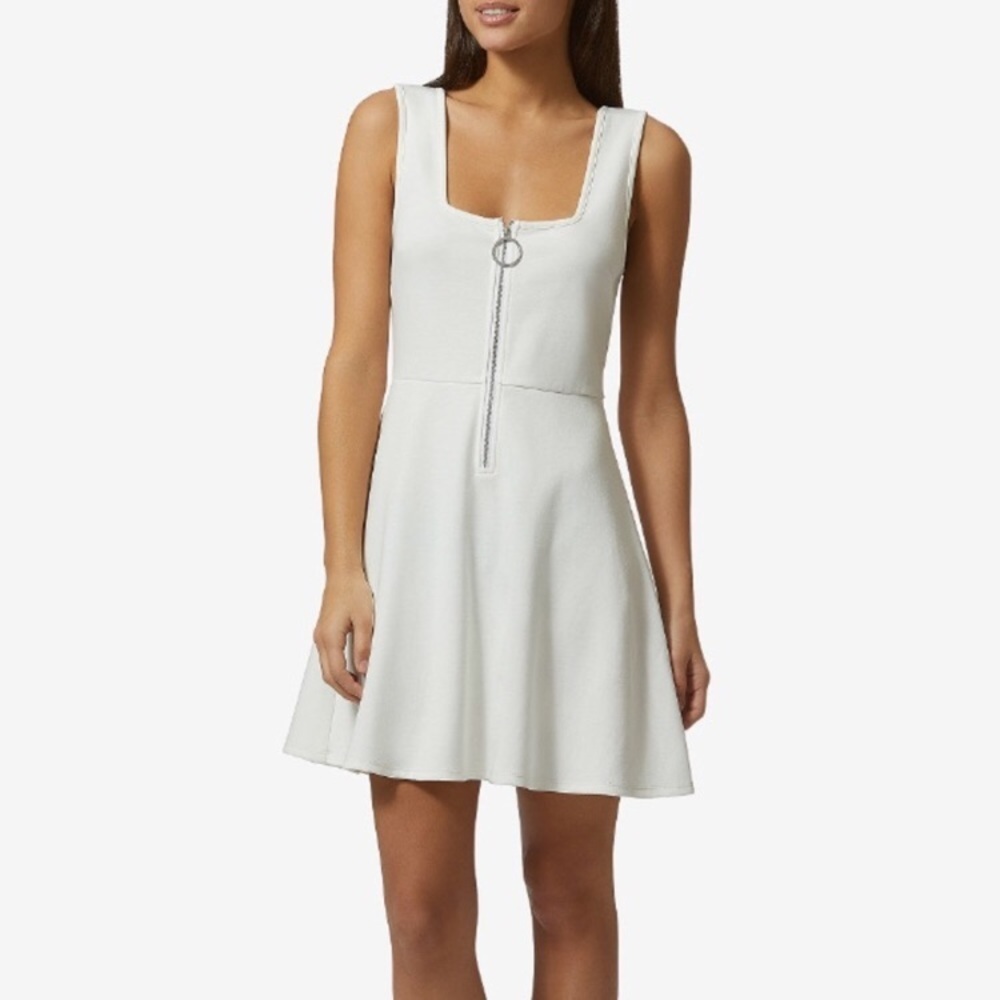 Avec Les Filles White Square Neck Fit&Flare Dress